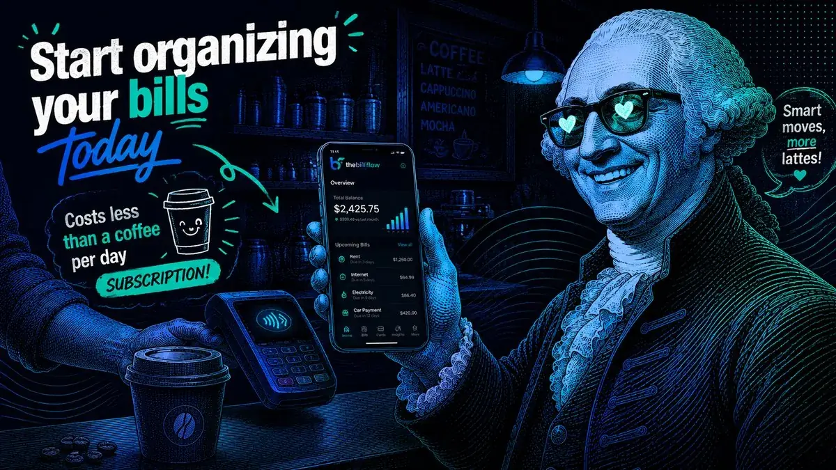 Start organizing your bills today, costs less than a coffee subscription per day